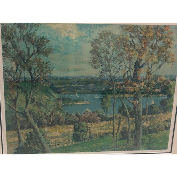 Landscape Painting Singed by Christian Little Depicting Fall & Lake